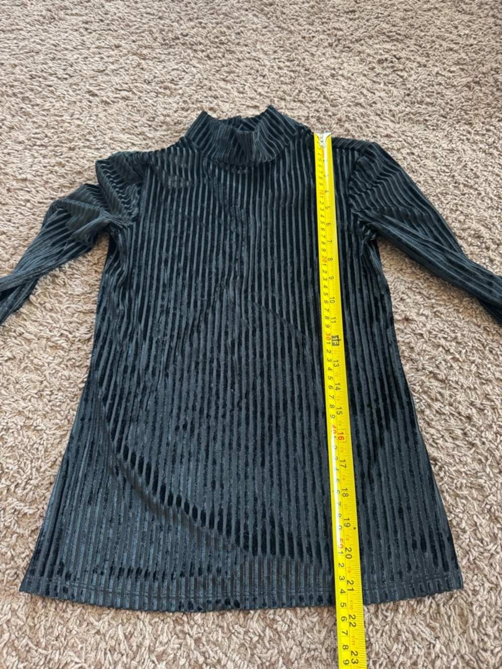 Chelsea 28 Black Velvet Mockneck Top Long Sleeve Size XXS - Picture 7 of 8
